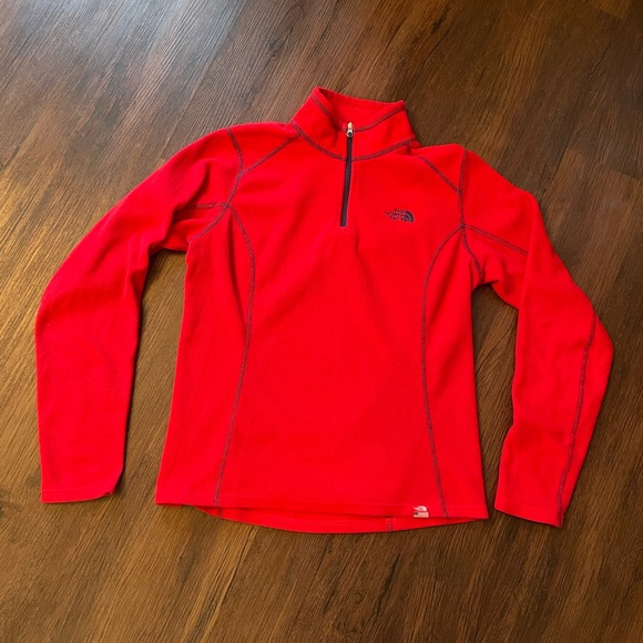 The North Face Sweaters - The North Face Polartec RU/14 Women’s SMALL Red Fleece Pullover 1/4 Zipper